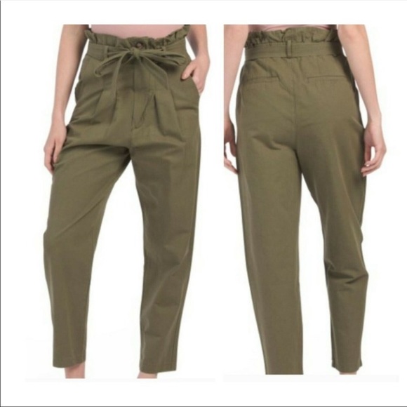 7 For All Mankind Olive Green Paperbag Waist Pants - Picture 9 of 10